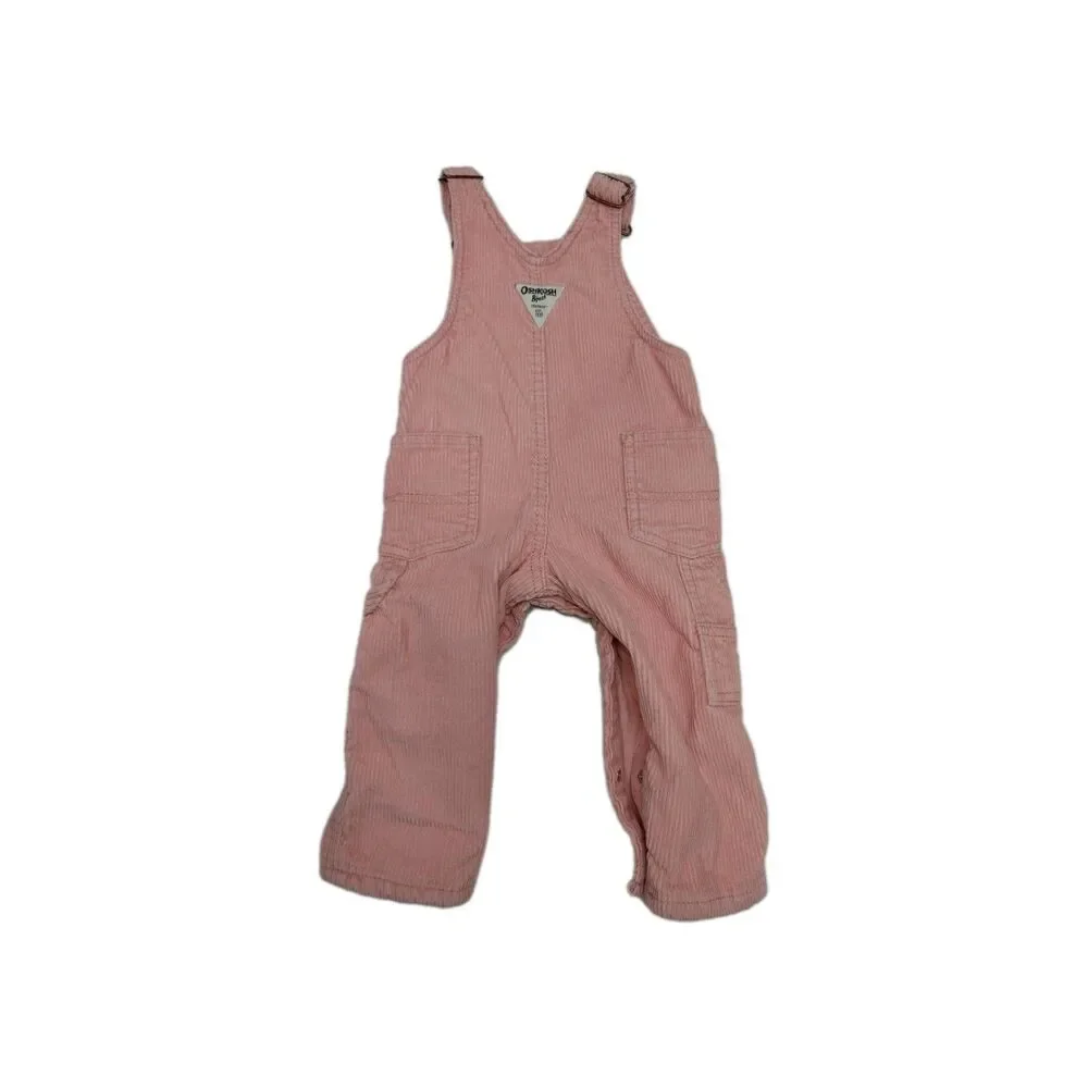 True Vintage 80s 90s Oshkosh Osh Kosh Made USA Pink Corduroy Overalls 12M (0016)